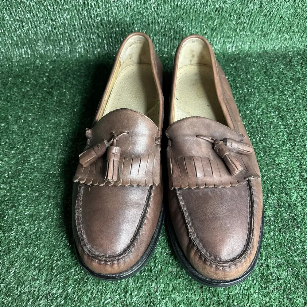 Weejuns Kiltie Tassel Loafer Mens 11.5 D Brown Leather Preppy Classic *See Pics*